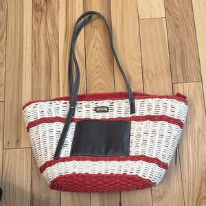 Sun N Sand Stylish Red and White Tote Bag
